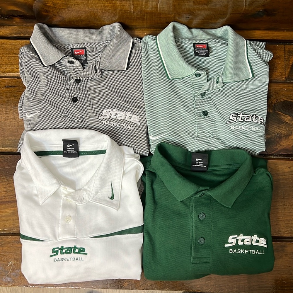 Lot of 4- Nike Michigan State Short Sleeve Polo Shirts- All Large